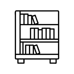 library bookshelf icon, book lovers day line art, book lovers day icon - simple black line art icon of library bookshelf, for book lovers day celebrations. book lovers day vector art.