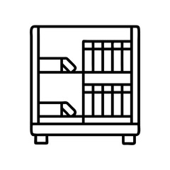 library bookshelf icon, book lovers day line art, book lovers day icon - simple black line art icon of library bookshelf, for book lovers day celebrations. book lovers day vector art.