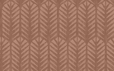 Vintage Seamless pattern of geomertic palm leaf in art deco style. Retro pattern of abstract palm leaves in trendy mocha mousse color.