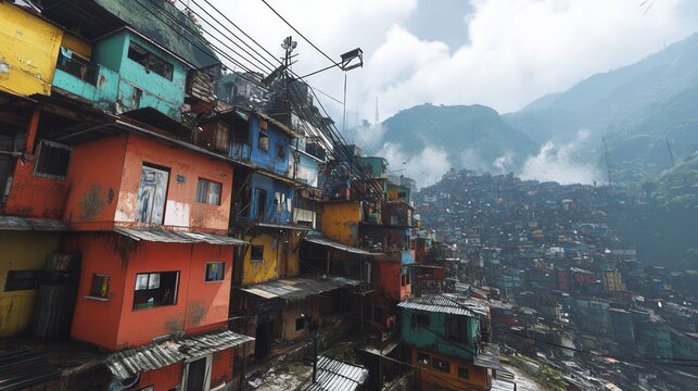 A bright afternoon aerial perspective of Rio's Rocinha favela