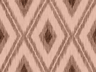 Vintage seamless pattern in Ikat style in trendy Mocha Mousse color. Pattern for home decor in retro style.