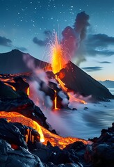 Fototapeta premium Volcano Eruption Nature Outdoors Landscape Majestic Discovery