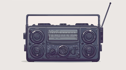 Fototapeta premium Portable Radio Set Line Icon for Web and Mobile Usage