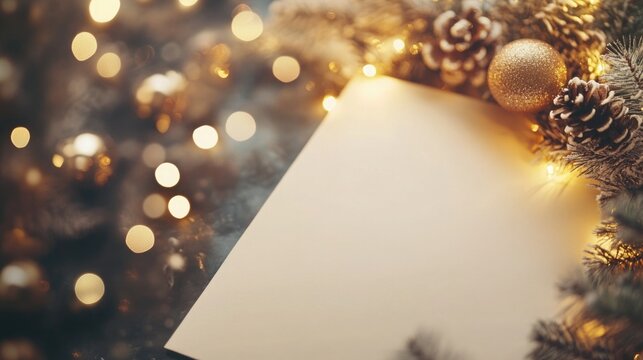 letter to santa. christmas and blank sheet of paper on the table. gifts, textured background. mockup, space for text. - Powered by Adobe