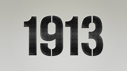 3D Bold metal number 1913 on silver background.