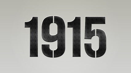 3D Bold metal number 1915 on silver background.