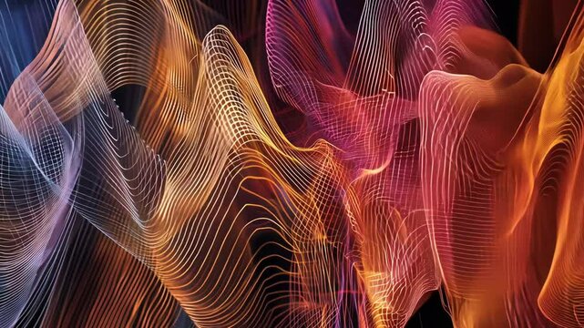 Futuristic Fractal Wave Pattern Art with Light and Motion Illustration
