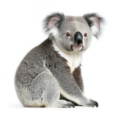 Fototapeta premium A male koala bear photographed in front of a plain white background