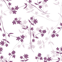 Small colorful flowers and brown flowers, hand drawn. Seamless on a light yellow background. Designed for fabric, fashion, textiles, wallpaper,