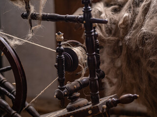 The old and vintage spinning wheel