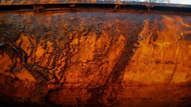 Timelapse video captures rusting iron with warm orange and brown tones and organic patterns
