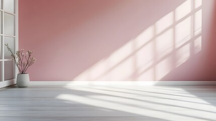 Minimalist Room Decor Featuring Pale Pink Wall and White Floor