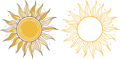 Sun Illustrations Celestial and Minimalist Vector Designs