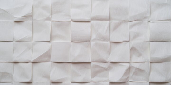 Close-up texture of crumpled toilet paper highlighting its soft surface and interwoven fibers in a light setting