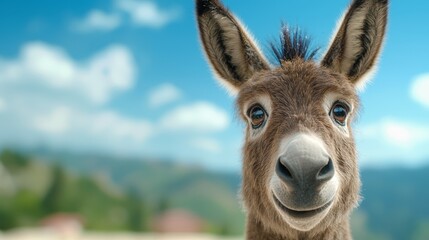 Fototapeta premium A close up of a donkey looking at the camera
