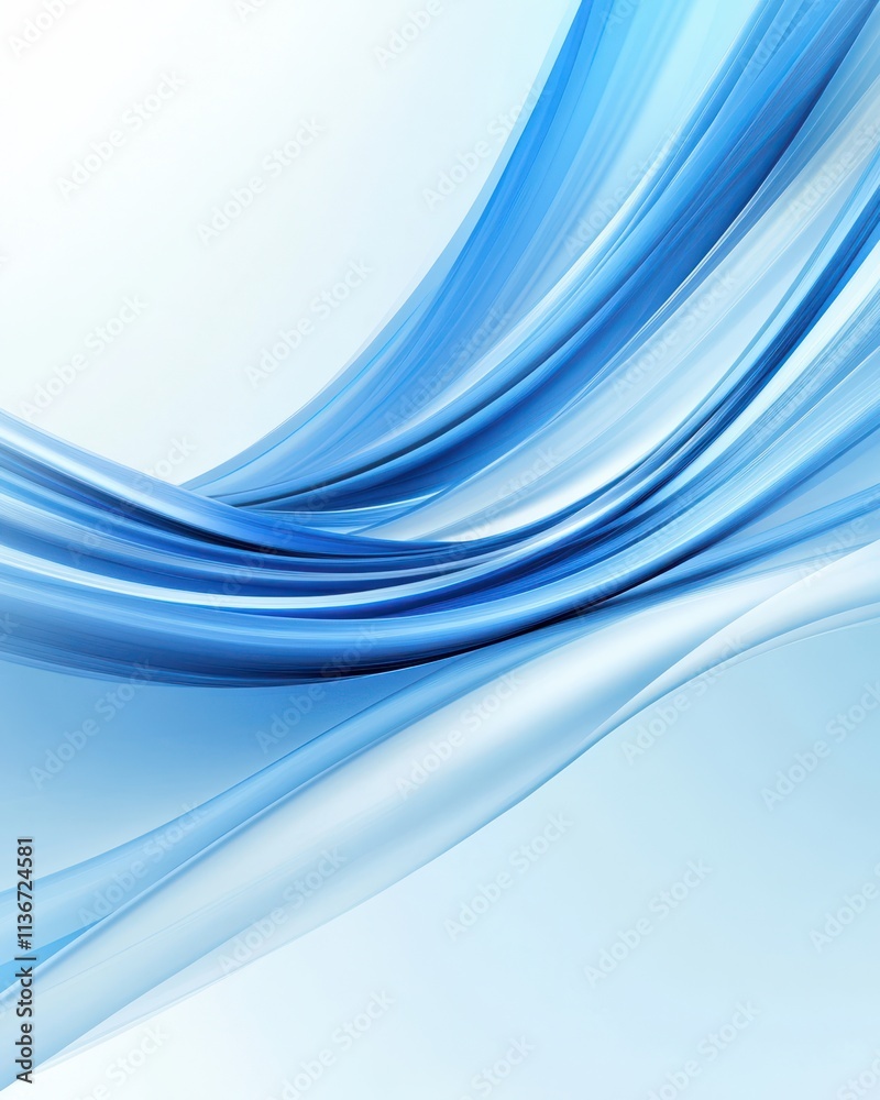 Poster flowing waves of blue create an abstract representation of quantum energy in motion