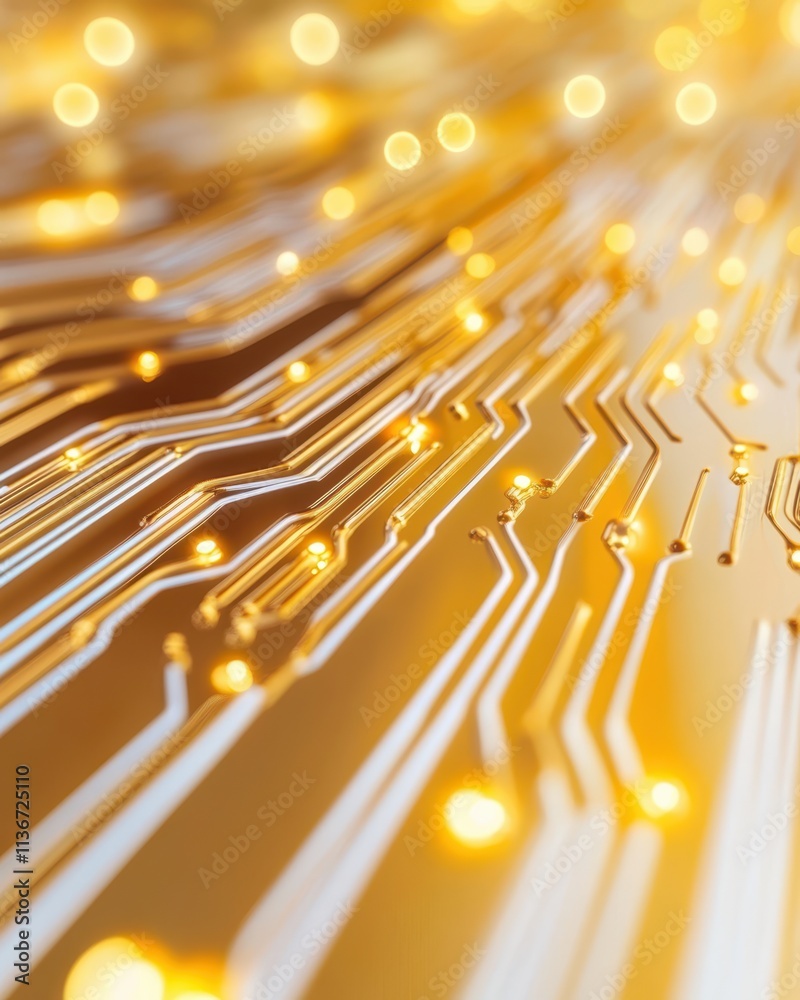 Poster exploring the intricate design and glowing beauty of a quantum computing chip