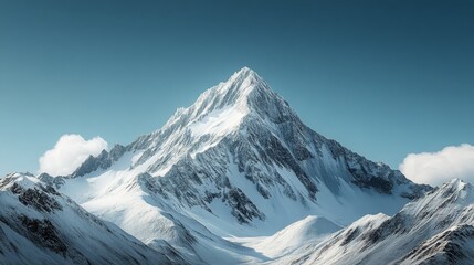 Obraz premium Snow covered mountains and serene landscape on a clear winter day