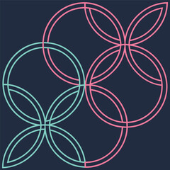 Symmetrical shapes with glowing neon highlights