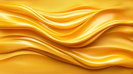 Fototapeta premium A close up of a yellow silk background with wavy folds