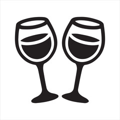 Elegant Silhouette of Two Wine Glasses Toasting
