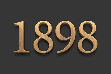 3D wooden logo of number 1898 on dark grey background.