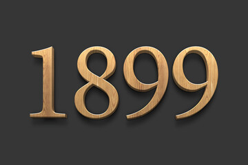 3D wooden logo of number 1899 on dark grey background.