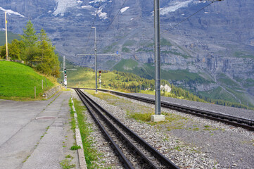 Swiss mountain railway. Railway tracks
