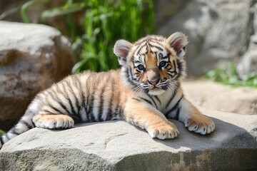 Obraz premium The Sumatran tiger (Panthera tigris sumatrae), a beautiful beast, and its portrait
