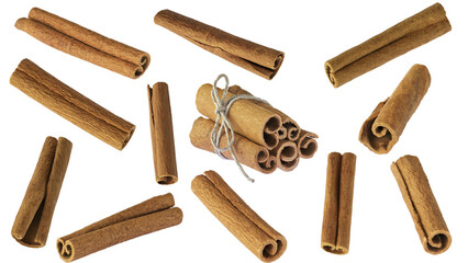 spice of isolated decorative cinnamon single and in group for  food and drink