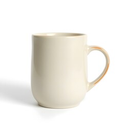  A simple yet stylish ceramic coffee mug, isolated on a white background, full depth of field.