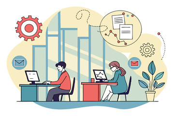 A Business illustration people working in office 21