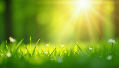 Obraz premium Nature's Embrace: Lush Meadow in Sunlight