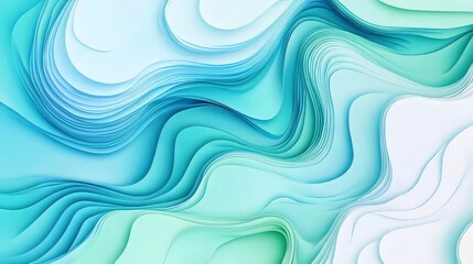 Abstract blue and green wavy pattern background.