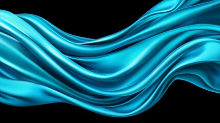 A blue satin fabric on a black background