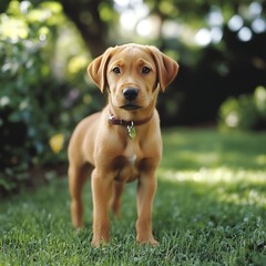 Adorable Golden Retriever Puppy in Garden settings
