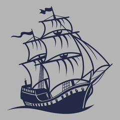 ship silhouette vector design art and illustration