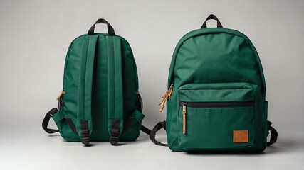 aesthetic green themed backpack isolated on plain white background