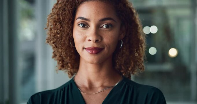 Face, lawyer or proud woman in office for court case, justice or fair legislation with confidence. Portrait, business and attorney in legal firm for consulting, private practice or workplace rights