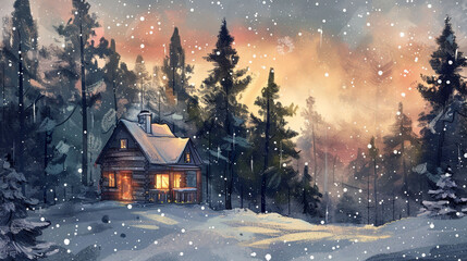 Naklejka premium house in the woods