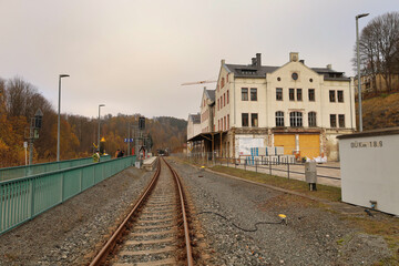 Fototapeta premium Unterer Bahnhof, Annaberg Buchholz, Erzgebirgskreis, Sachsen, Deutschland 