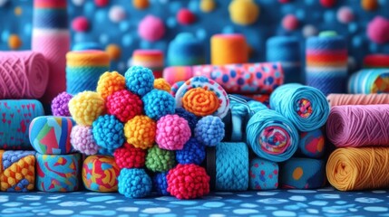 Microdosing Bforartists Ai rendering Kubernetes developer Maximalist art Chromie squiggle artstation Blenderkit arrtx Sketchfab Bright colorful rolled towels and vibrant bath sponges stacked neatly,