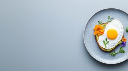 Preparing a Delicious Avocado Toast with Egg and Edible Flowers Modern Kitchen Food Photography Bright Atmosphere Above View Culinary Creativity