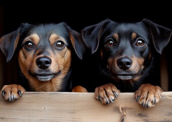 Two dogs sit attentively, eager for training in a warm, inviting environment