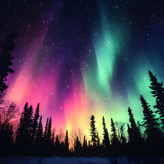 
night sky with multi color auroras


