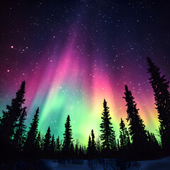 Fototapeta premium night sky with multi color auroras