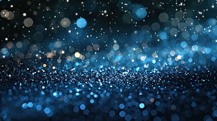A shimmering blue background with sparkling bokeh effects.