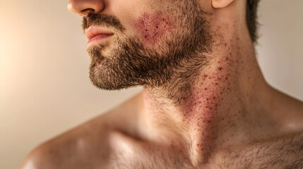 Obraz premium Detailed Close-up of Photodermatitis on the Chest with Emphasis on Skin Texture and Irritation Under Natural Light