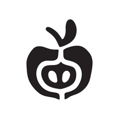 Apple doodle icon or logo, hand drawn in flat style. Isolated on white background. Vector illustration