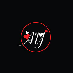 AY Signature Letter Love Logo with circle, Letter AY, AY Signature Logo Icon Vector Icon For Valentine